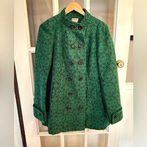 ANTHRO Vintage Elevenses Green Double Breasted Pea Coat